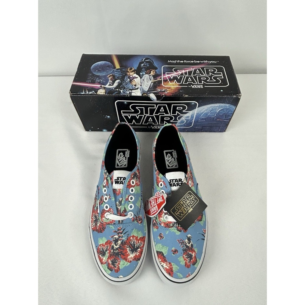 VANS Authentic Star Wars Yoda Aloha Blue Floral Men 9.5 VN-0W4NDJJ NEW